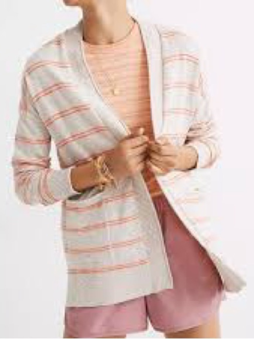 Madewell Cream Cardigan with Peach Stripes